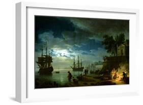 Night: a Port in the Moonlight, 1748-Claude Joseph Vernet-Framed Giclee Print