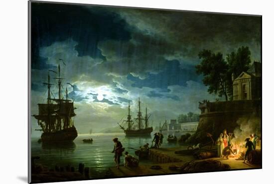 Night: a Port in the Moonlight, 1748-Claude Joseph Vernet-Mounted Giclee Print
