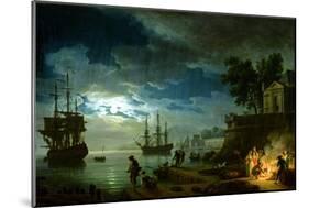 Night: a Port in the Moonlight, 1748-Claude Joseph Vernet-Mounted Giclee Print