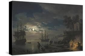 Night: a Port in the Moonlight-Claude Joseph Vernet-Stretched Canvas