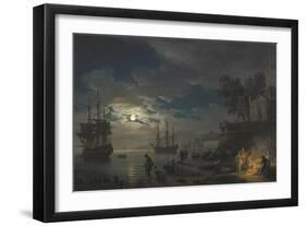 Night: a Port in the Moonlight-Claude Joseph Vernet-Framed Art Print