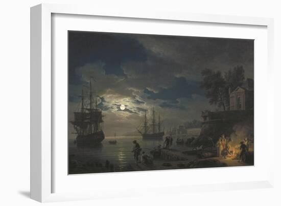 Night: a Port in the Moonlight-Claude Joseph Vernet-Framed Art Print