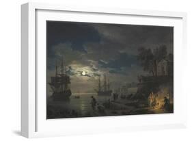 Night: a Port in the Moonlight-Claude Joseph Vernet-Framed Art Print