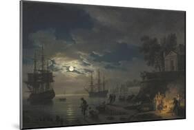 Night: a Port in the Moonlight-Claude Joseph Vernet-Mounted Art Print