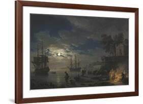 Night: a Port in the Moonlight-Claude Joseph Vernet-Framed Premium Giclee Print