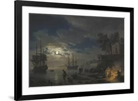 Night: a Port in the Moonlight-Claude Joseph Vernet-Framed Premium Giclee Print