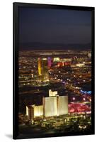 Night Aerial Cityscape of Downtown Las Vegas, Nevada-David Wall-Framed Premium Photographic Print