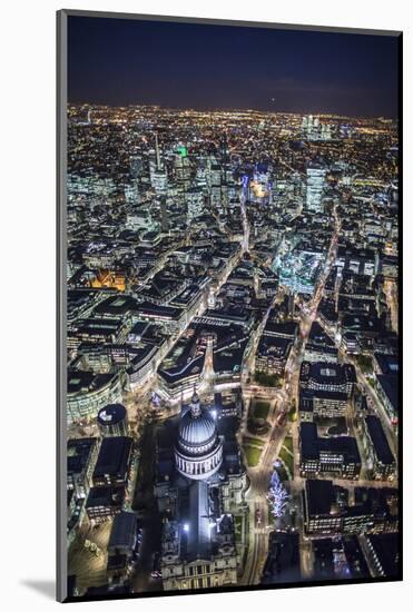 Night Aerial View of St. Paul's and City of London, London, England-Jon Arnold-Mounted Photographic Print