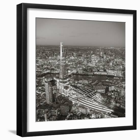 Night Aerial View of the Shard and City of London, London, England-Jon Arnold-Framed Photographic Print