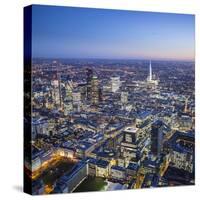 Night Aerial View of the Shard and City of London, London, England-Jon Arnold-Stretched Canvas