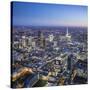 Night Aerial View of the Shard and City of London, London, England-Jon Arnold-Stretched Canvas