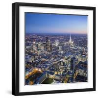 Night Aerial View of the Shard and City of London, London, England-Jon Arnold-Framed Photographic Print