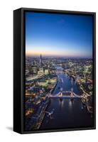 Night Aerial View of the Shard, River Thames, Tower Bridge and City of London, London, England-Jon Arnold-Framed Stretched Canvas