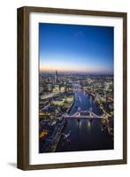 Night Aerial View of the Shard, River Thames, Tower Bridge and City of London, London, England-Jon Arnold-Framed Photographic Print