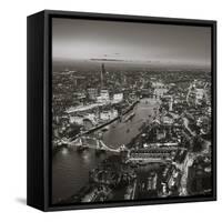 Night Aerial View of the Shard, River Thames, Tower Bridge and City of London, London, England-Jon Arnold-Framed Stretched Canvas