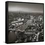 Night Aerial View of the Shard, River Thames, Tower Bridge and City of London, London, England-Jon Arnold-Framed Stretched Canvas