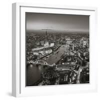 Night Aerial View of the Shard, River Thames, Tower Bridge and City of London, London, England-Jon Arnold-Framed Photographic Print