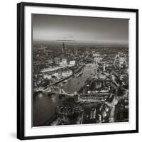 Night Aerial View of the Shard, River Thames, Tower Bridge and City of London, London, England-Jon Arnold-Framed Photographic Print