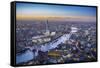 Night Aerial View of the Shard, River Thames, Tower Bridge and City of London, London, England-Jon Arnold-Framed Stretched Canvas