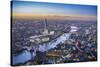 Night Aerial View of the Shard, River Thames, Tower Bridge and City of London, London, England-Jon Arnold-Stretched Canvas