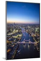 Night Aerial View of the Shard, River Thames, Tower Bridge and City of London, London, England-Jon Arnold-Mounted Photographic Print