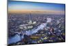 Night Aerial View of the Shard, River Thames, Tower Bridge and City of London, London, England-Jon Arnold-Mounted Photographic Print