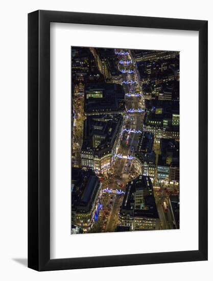 Night Aerial View over Regents Street and Oxford Circus, London, England-Jon Arnold-Framed Photographic Print