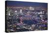 Night Aerial View over River Thames, City of London, the Shard and Canary Wharf, London, England-Jon Arnold-Stretched Canvas