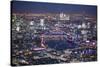 Night Aerial View over River Thames, City of London, the Shard and Canary Wharf, London, England-Jon Arnold-Stretched Canvas