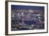 Night Aerial View over River Thames, City of London, the Shard and Canary Wharf, London, England-Jon Arnold-Framed Photographic Print