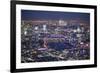 Night Aerial View over River Thames, City of London, the Shard and Canary Wharf, London, England-Jon Arnold-Framed Photographic Print