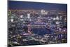 Night Aerial View over River Thames, City of London, the Shard and Canary Wharf, London, England-Jon Arnold-Mounted Photographic Print