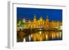 Night Amsterdam Canal and Centraal Station-kavalenkava volha-Framed Photographic Print