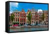 Night Amsterdam Canal with Dutch Houses-kavalenkava volha-Framed Stretched Canvas