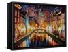 Night Amsterdam-Leonid Afremov-Framed Stretched Canvas