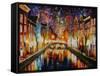 Night Amsterdam-Leonid Afremov-Framed Stretched Canvas