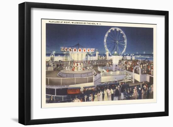 Night, Amusement Park, Wildwood-by-the-Sea, New Jersey-null-Framed Art Print