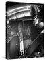 Night Assistant Climbing Down Side of 100-Inch Telescope at Mount Wilson Observatory-Margaret Bourke-White-Stretched Canvas