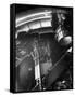 Night Assistant Climbing Down Side of 100-Inch Telescope at Mount Wilson Observatory-Margaret Bourke-White-Framed Stretched Canvas