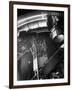 Night Assistant Climbing Down Side of 100-Inch Telescope at Mount Wilson Observatory-Margaret Bourke-White-Framed Photographic Print