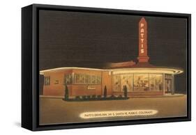 Night at Patti's Drive-in, Roadside Retro-null-Framed Stretched Canvas