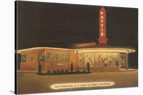 Night at Patti's Drive-in, Roadside Retro-null-Stretched Canvas