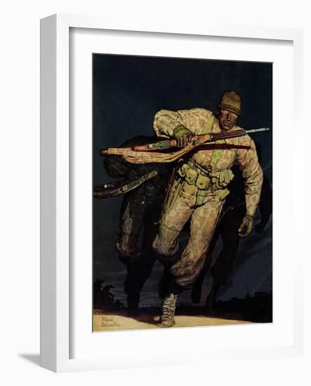 "Night Attack," February 20, 1943-Mead Schaeffer-Framed Giclee Print