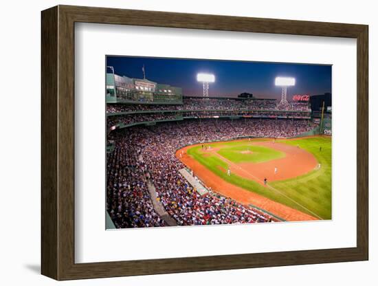 Night baseball game at historic Fenway Park, Boston Red Sox, Boston, Ma., USA, May 20, 2010, Red...-null-Framed Photographic Print