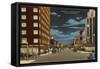 Night, Broadway, Billings, Montana-null-Framed Stretched Canvas