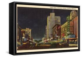 Night, Business District, Lansing, Michigan-null-Framed Stretched Canvas