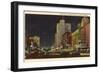 Night, Business District, Lansing, Michigan-null-Framed Art Print