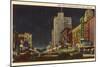 Night, Business District, Lansing, Michigan-null-Mounted Art Print