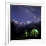 Night camping around Lake Oeschinensee Bernese Oberland Kandersteg Canton of Bern Switzerland Europ-ClickAlps-Framed Photographic Print