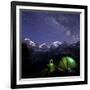 Night camping around Lake Oeschinensee Bernese Oberland Kandersteg Canton of Bern Switzerland Europ-ClickAlps-Framed Photographic Print